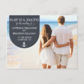 NAVY NAUTICAL SAVE THE DATE ANNOUNCCTION BRIEFKAAR AANKONDIGINGSKAART (Voorkant)