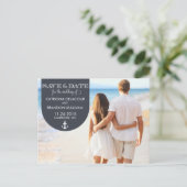 NAVY NAUTICAL SAVE THE DATE ANNOUNCCTION BRIEFKAAR AANKONDIGINGSKAART (Staand voorkant)