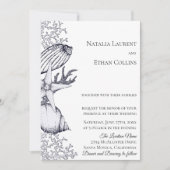 Navy Nautical Seashells Huwelijksuitnodiging Kaart (Voorkant)