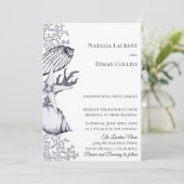 Navy Nautical Seashells Huwelijksuitnodiging Kaart (Staand voorkant)