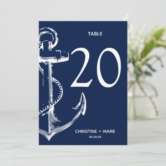 Navy Nautical Sketch Anker Kaart (Staand voorkant)