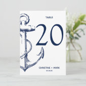 Navy Nautical Sketch Anker | Tabelnummers Kaart (Staand voorkant)