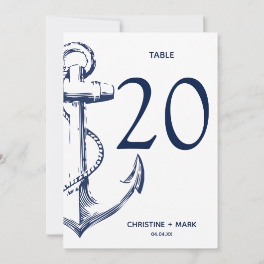 Navy Nautical Sketch Anker | Tabelnummers Kaart (Achterkant)