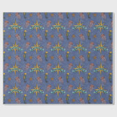 Navy Nautical Star aangepaste tekst Marine Cadeaupapier (Vlak)