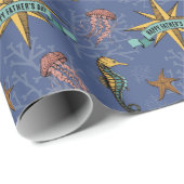 Navy Nautical Star aangepaste tekst Marine Cadeaupapier (Rol Hoek)