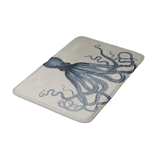 Navy Nautical Steampunk Octopus  Kraken Badmat (Gekanteld)