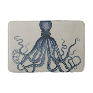 Navy Nautical Steampunk Octopus  Kraken Badmat