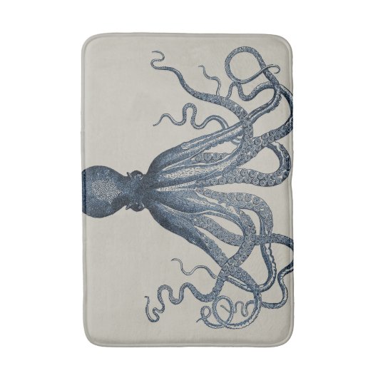 Navy Nautical Steampunk Octopus Kraken Badmat (Voorkant Verticaal)