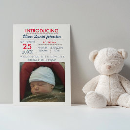 Navy Nautical Stripe Foto Baby aankondiging