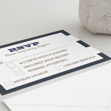Navy Nautical Stripe RSVP-kaart