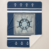 Navy Nautical Thed Sherpa Sherpa Blanket Deken (Voorkant)