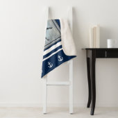 Navy Nautical Thed Sherpa Sherpa Blanket Deken (In situ)