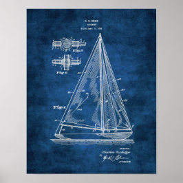 Navy Nautical Wall Decor Sailboat Patent #5 Poster