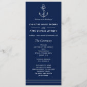 Navy Nautical White Anker Bruiloft Programmakaart (Voorkant)