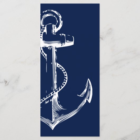 Navy Nautical White Anker Zee Side Bruiloft Menu (Achterkant)