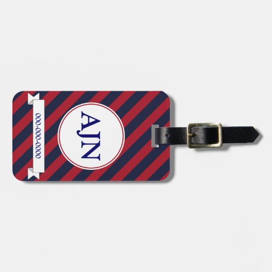Navy Nautische Cruise Monogram Bagagelabel Gift (Voorkant horizontaal)