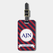 Navy Nautische Cruise Monogram Bagagelabel Gift (Voorkant verticaal)
