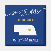 Navy Nebraska Wedding Save the Date Map Magneet (Voorkant)