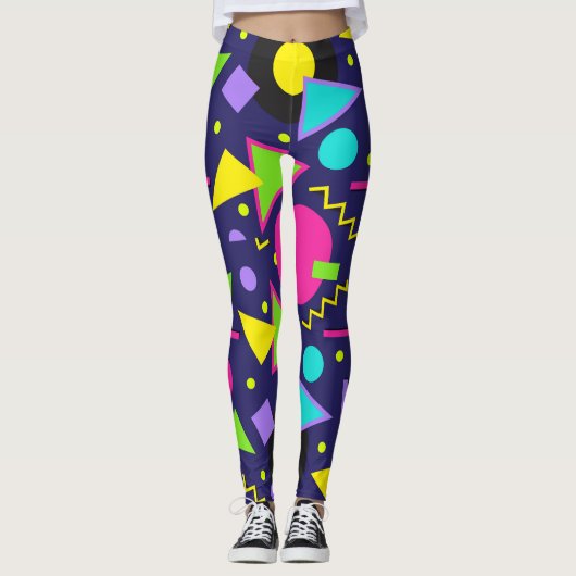 Navy Neon Abstract Leggings (Voorkant)