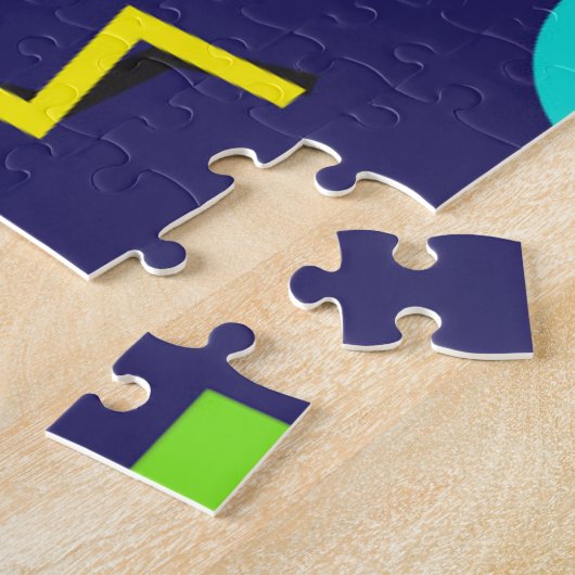 Navy Neon Abstract Legpuzzel (Zijkant)