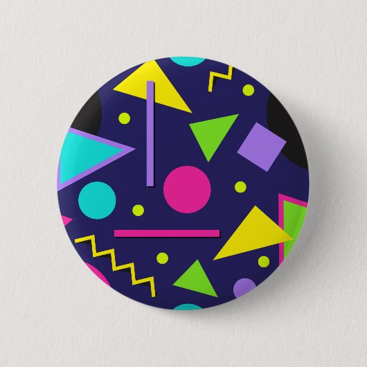 Navy Neon Abstract Ronde Button 5,7 Cm (Voorkant)