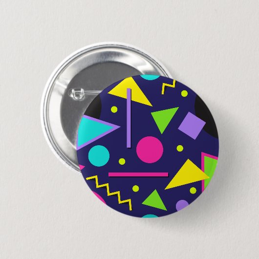 Navy Neon Abstract Ronde Button 5,7 Cm (Voorkant /achterkant)
