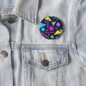 Navy Neon Abstract Ronde Button 5,7 Cm (In situ)
