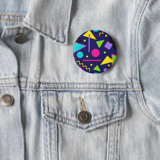 Navy Neon Abstract Ronde Button 5,7 Cm (In situ)