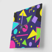 Navy Neon Abstract Vierkante Klok (Hoek)