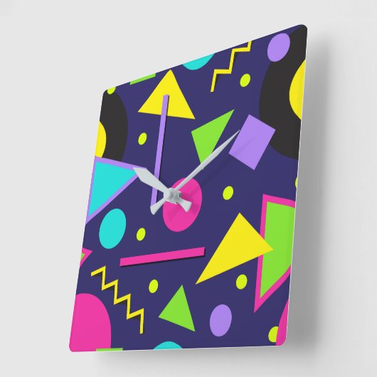 Navy Neon Abstracte Square Wall klok (Hoek)