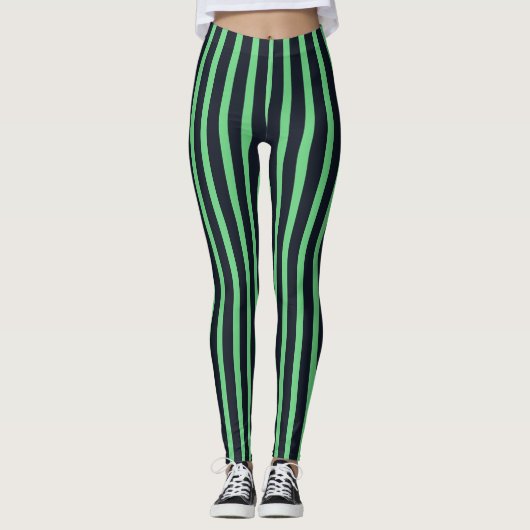 navy & neon green stripes leggings (Voorkant)