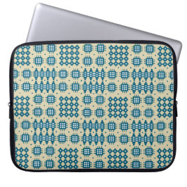 Navy Neopreen Laptop Sleeve Welsh Tapestry Patroon