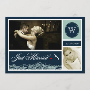Navy Net getrouwd Nautical Wedding Photo Cards Kaart
