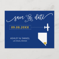 Navy Nevada Wedding Save the Date Map Briefkaart