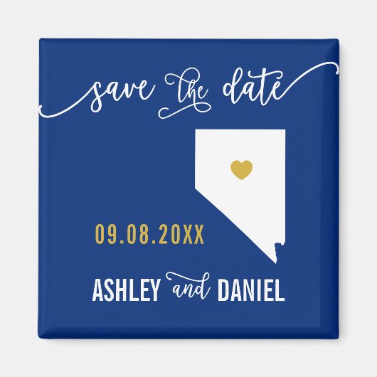 Navy Nevada Wedding Save the Date Map Magneet (Voorkant)