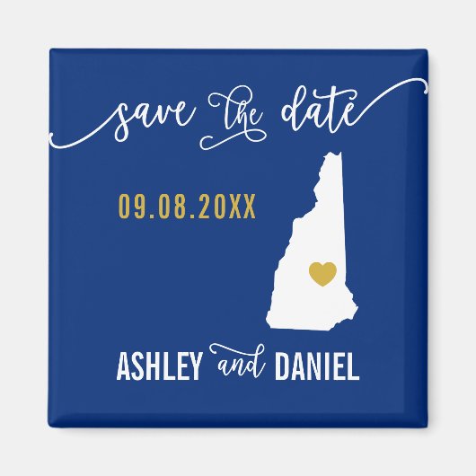 Navy New Hampshire Wedding Save the Date Map Magneet (Voorkant)