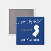 Navy New Jersey Wedding Save the Date Map Magneet (Voorkant / Achterkant)