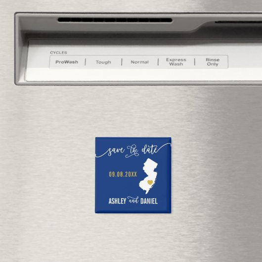 Navy New Jersey Wedding Save the Date Map Magneet (Insitu (Vaatwasser))