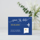 Navy New Mexico Bruiloft Save the Date Map Briefka Briefkaart (Staand voorkant)
