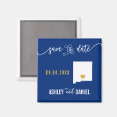 Navy New Mexico Wedding Save the Date Map Magneet (Voorkant / Achterkant)