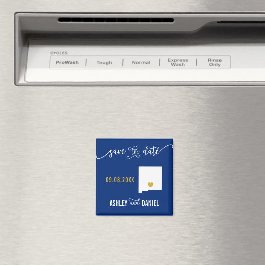 Navy New Mexico Wedding Save the Date Map Magneet (Insitu (Vaatwasser))