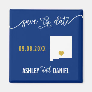 Navy New Mexico Wedding Save the Date Map Magneet