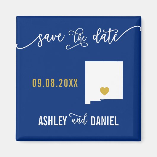 Navy New Mexico Wedding Save the Date Map Magneet (Voorkant)