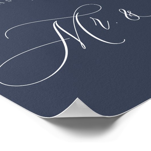 Navy Newly Weds Script Simple Mr en Mrs. Poster (Hoek)