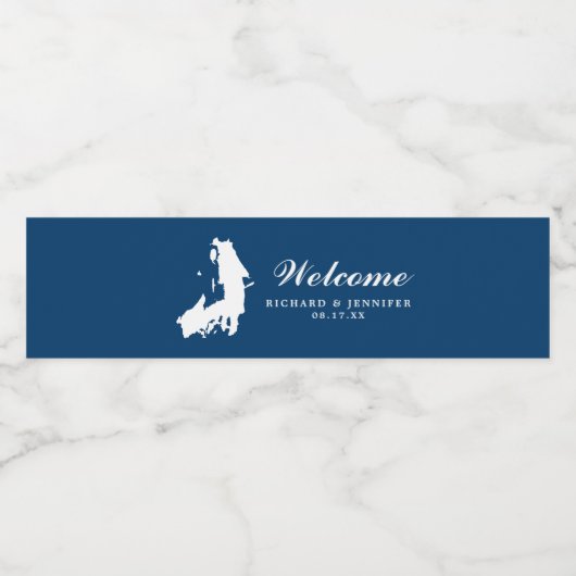 Navy Newport RI Kaart Bruiloft Water Flesetiket Waterfles Etiket (Enkel label)