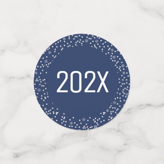 Navy Nieuwjaar Cheer Silver Glitter Script Confett Confetti (Kleine voorkant)