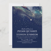 Navy Night Gold Shooting Star Elegant Wedding Kaart (Voorkant)