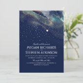 Navy Night Gold Shooting Star Elegant Wedding Kaart (Staand voorkant)