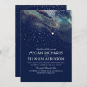 Navy Night Gold Shooting Star Elegant Wedding Kaart (Voorkant / Achterkant)
