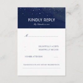 Navy Night Stars Elegant Wedding RSVP-kaart RSVP Kaartje